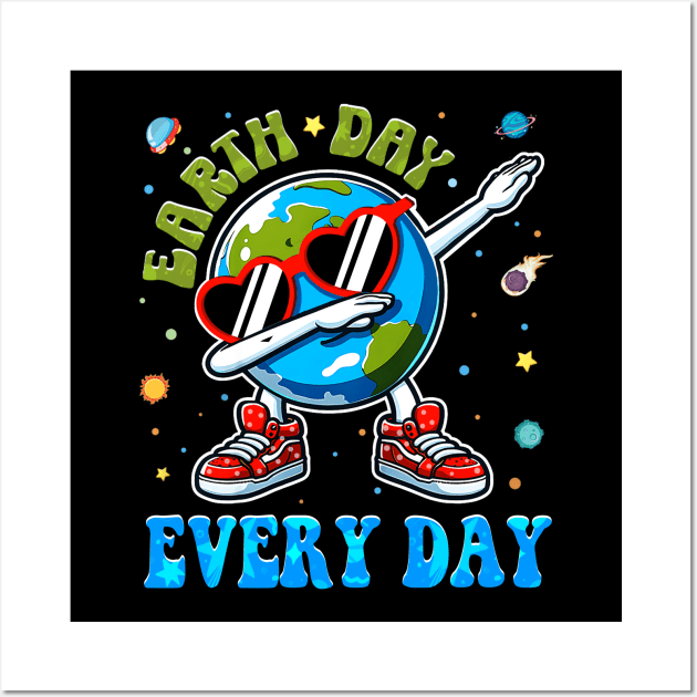 Dabbing Earth With Cute Groovy Make Everyday Earth Day Wall Art by Art.Ewing